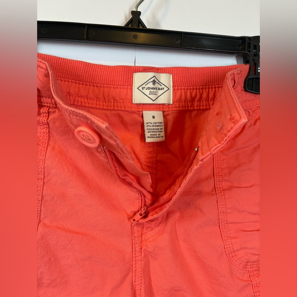 St. John's Bay Women's Mid Rise Bermuda Cargo Shorts with Tie Hems Size 8 - Picture 4 of 7